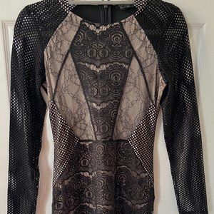 TOPSHOP EDGEY NEW YEARS EVE DRESS STATEMENT DRESS BODY CON MESH AND LACE NYE NYC